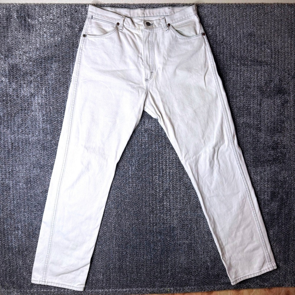 Vintage Wrangler 13MWZPG Jeans Mens 36x34 Made in USA Off White Western Denim